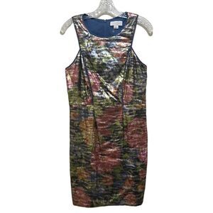 Jessica Simpson dress sequined rainbow floral sleeveless lined 8 NWOT